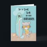 Age 14 Son Birthday Beach Funny Cool Racoon  Card<br><div class="desc">It is the time of year again when your son will be celebrating his birthday. This year gift him with this card that is perfect for the season and the occasion. You will see a cool racoon on the cover of this who seems to be inviting your son to join...</div>