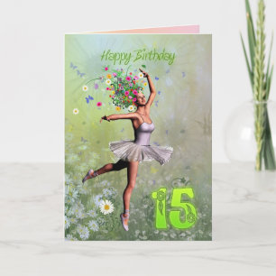 Age 15, flower fairy birthday card