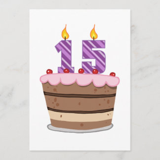Age 15 on Birthday Cake Card