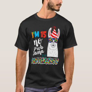 Age 15 Year Old Birth Llama Puzzle April Autism Aw T-Shirt