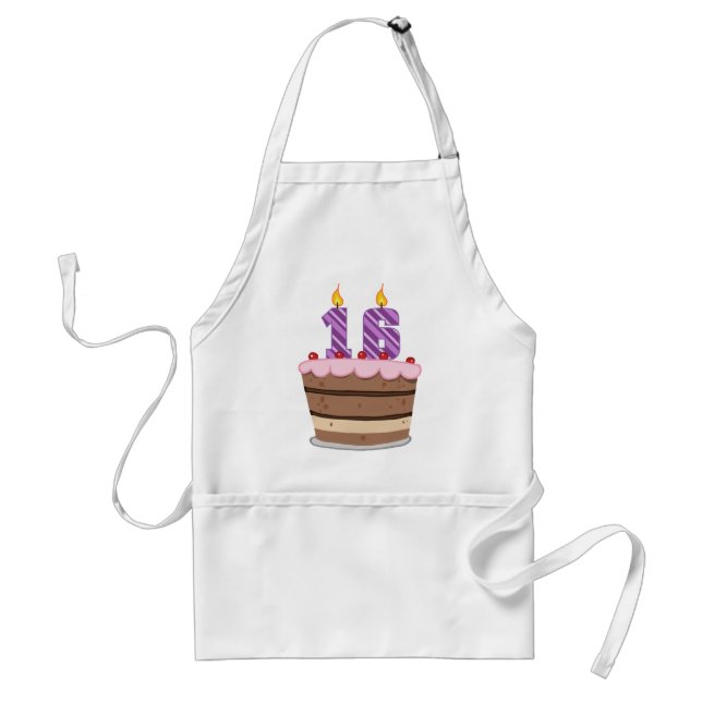 Age 16 on Birthday Cake Standard Apron (Front)