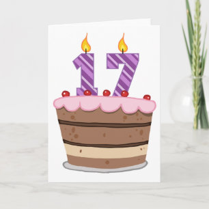 Age 17 on Birthday Cake Card