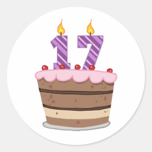 Age 17 on Birthday Cake Classic Round Sticker