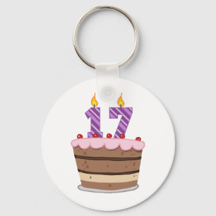 Age 17 on Birthday Cake Key Ring