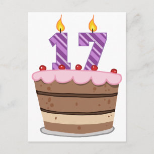 Age 17 on Birthday Cake Postcard