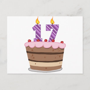 Age 17 on Birthday Cake Postcard