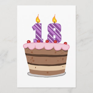 Age 18 on Birthday Cake Card