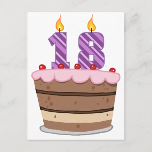 Age 18 on Birthday Cake Postcard