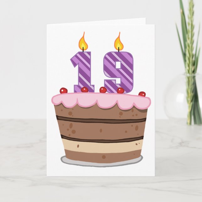 Age 19 on Birthday Cake Card (Front)