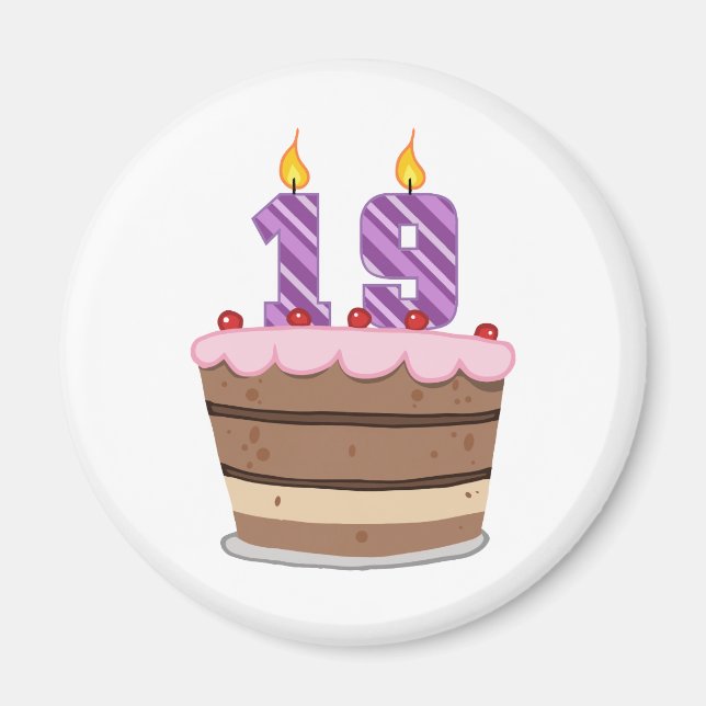 Age 19 on Birthday Cake Magnet (Front)
