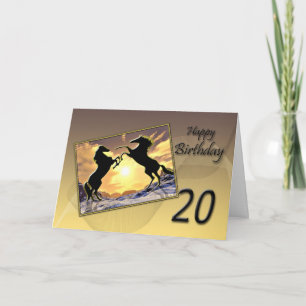 Age 20, Birthday card with rearing horses