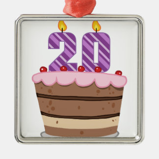 Age 20 on Birthday Cake Metal Tree Decoration