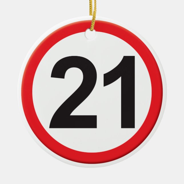Age 21 ceramic tree decoration (Front)