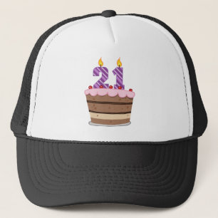 Age 21 on Birthday Cake Trucker Hat