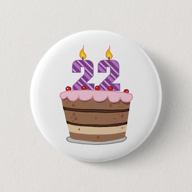 Age 22 on Birthday Cake 6 Cm Round Badge (Front)