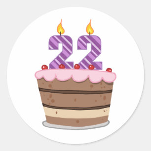 Age 22 on Birthday Cake Classic Round Sticker