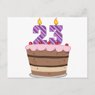 Age 23 on Birthday Cake Postcard