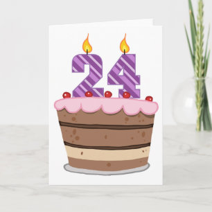 Age 24 on Birthday Cake Card