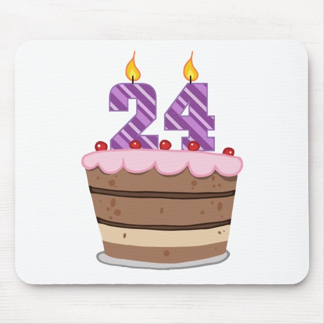 Age 24 on Birthday Cake Mouse Pad (Front)
