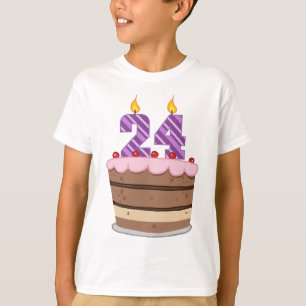 Age 24 on Birthday Cake T-Shirt