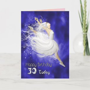 Age 30, leaping ballerina birthday card