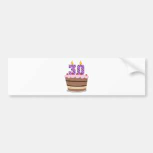 Age 30 on Birthday Cake Bumper Sticker