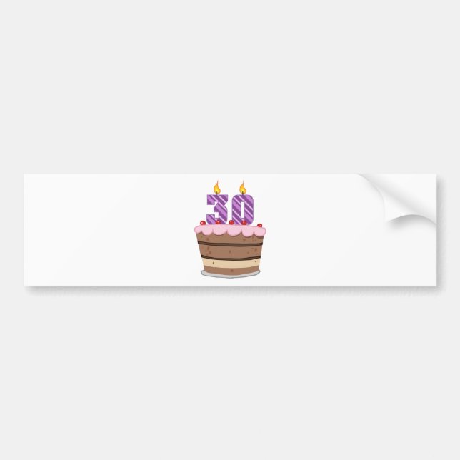Age 30 on Birthday Cake Bumper Sticker (Front)