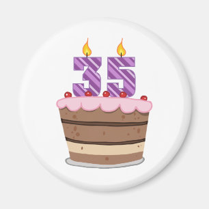 Age 35 on Birthday Cake Magnet