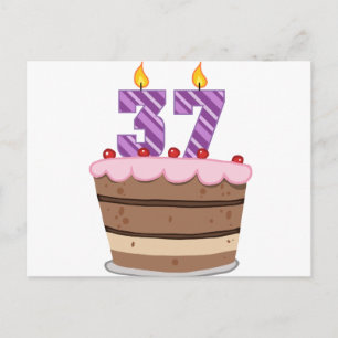 Age 37 on Birthday Cake Postcard