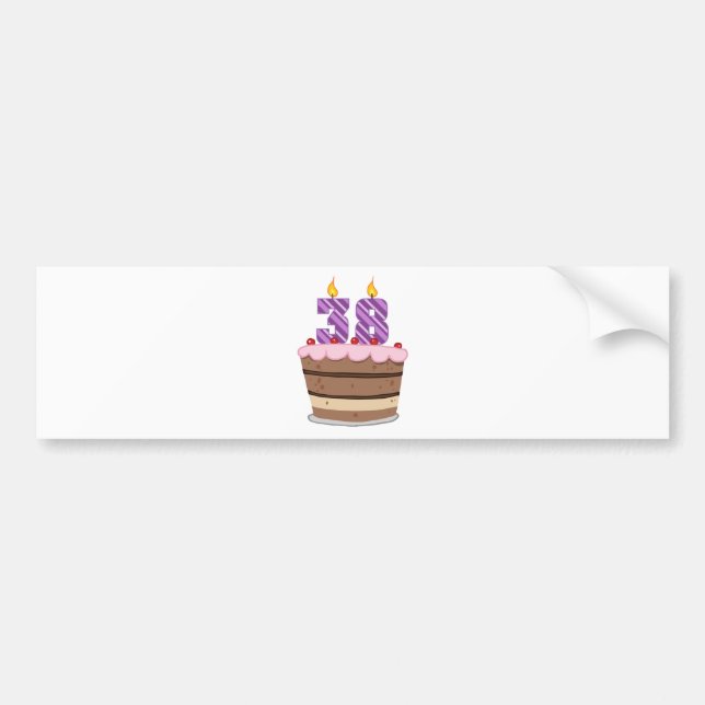 Age 38 on Birthday Cake Bumper Sticker (Front)