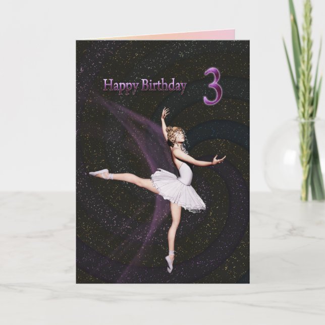 Age 3, a ballerina birthday card (Front)