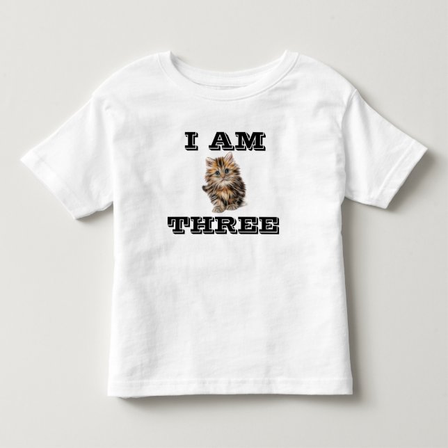 AGE 3 (THREE) CAT KITTEN KIDS T-SHIRTS (Front)