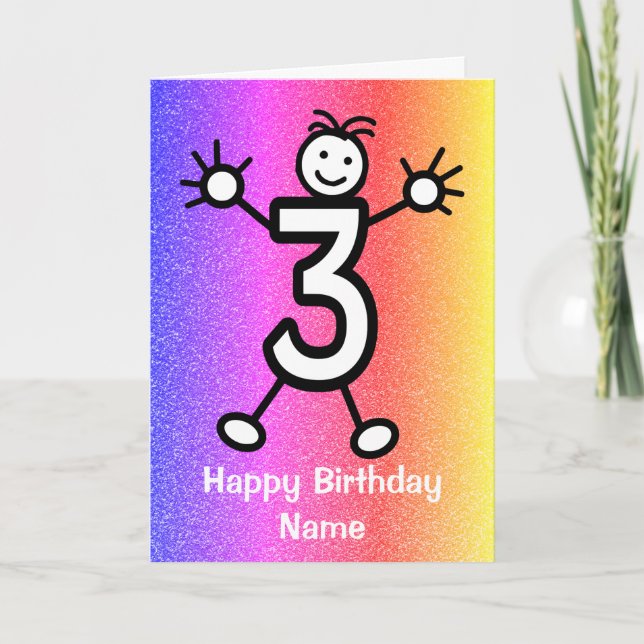 Age 3 Years Old Happy Birthday Card (Front)