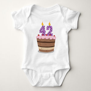 Age 42 on Birthday Cake Baby Bodysuit