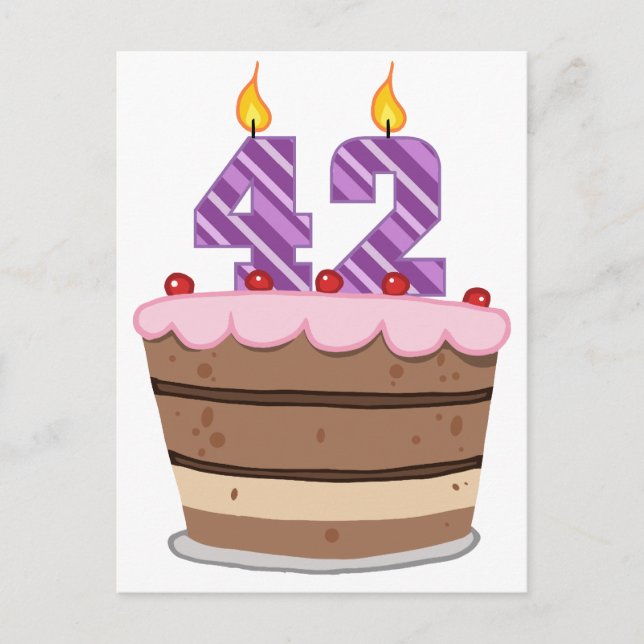 Age 42 on Birthday Cake Postcard (Front)
