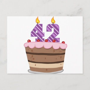 Age 42 on Birthday Cake Postcard