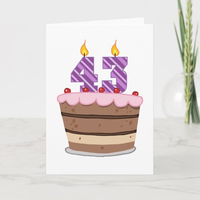 Age 43 on Birthday Cake Card (Front)