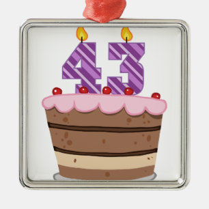 Age 43 on Birthday Cake Metal Tree Decoration