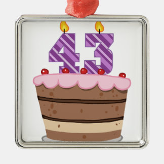 Age 43 on Birthday Cake Metal Tree Decoration