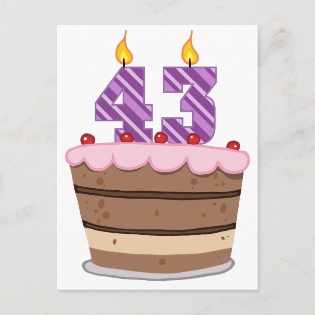 Age 43 on Birthday Cake Postcard (Front)