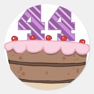 Age 44 on Birthday Cake Classic Round Sticker