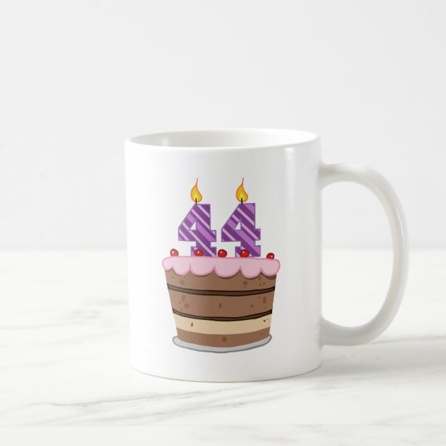 Age 44 on Birthday Cake Coffee Mug (Right)