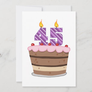 Age 45 on Birthday Cake Card
