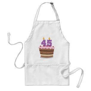 Age 45 on Birthday Cake Standard Apron