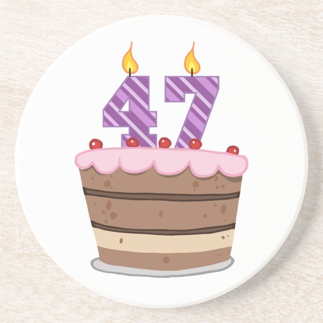 Age 47 on Birthday Cake Coaster (Front)