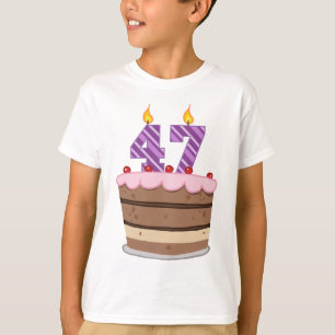 Age 47 on Birthday Cake T-Shirt