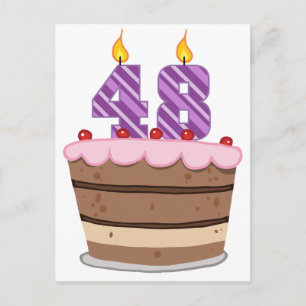 Age 48 on Birthday Cake Postcard