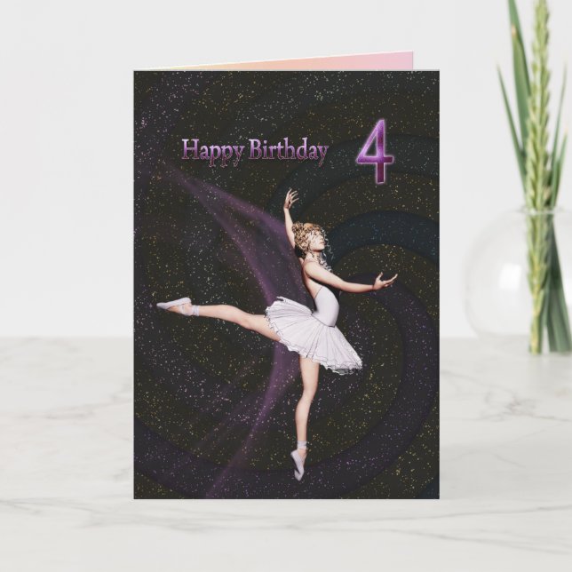 Age 4, a ballerina birthday card (Front)