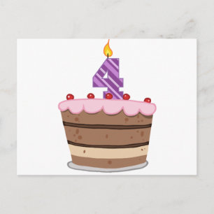 Age 4 on Birthday Cake Postcard