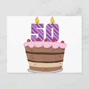 Age 50 on Birthday Cake Postcard